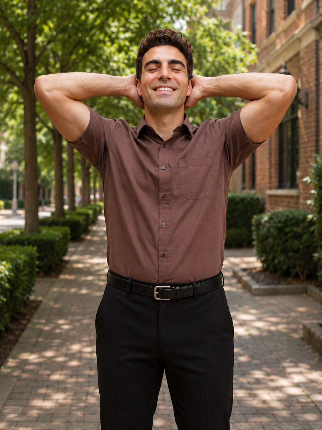 Coffee Brown Cotton Solid Formal Shirts