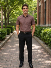 Coffee Brown Cotton Solid Formal Shirts