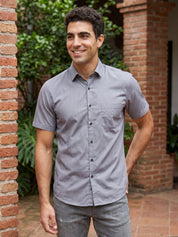 Grey Cotton Solid Casual Shirts