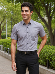 Grey Cotton Solid Formal Shirts