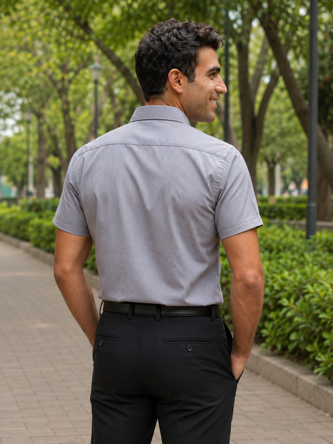 Grey Cotton Solid Formal Shirts