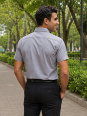 Grey Cotton Solid Formal Shirts