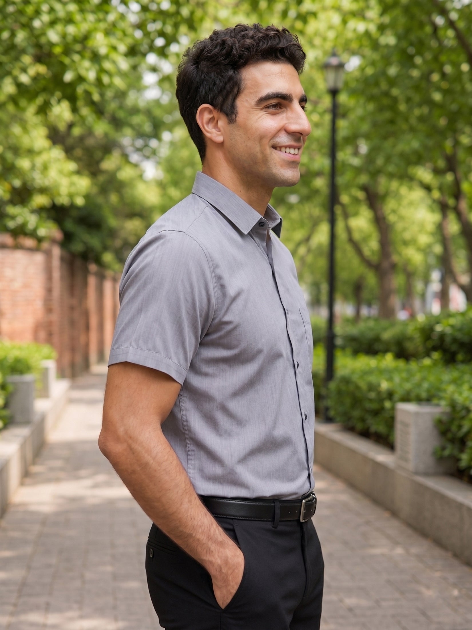 Grey Cotton Solid Formal Shirts