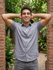 Grey Cotton Solid Casual Shirts