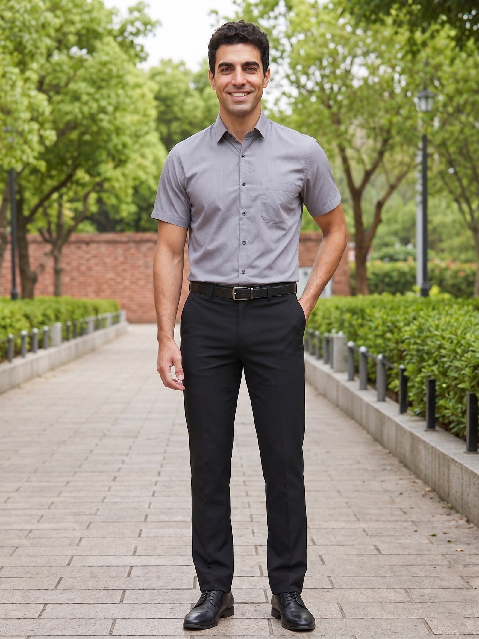 Grey Cotton Solid Formal Shirts