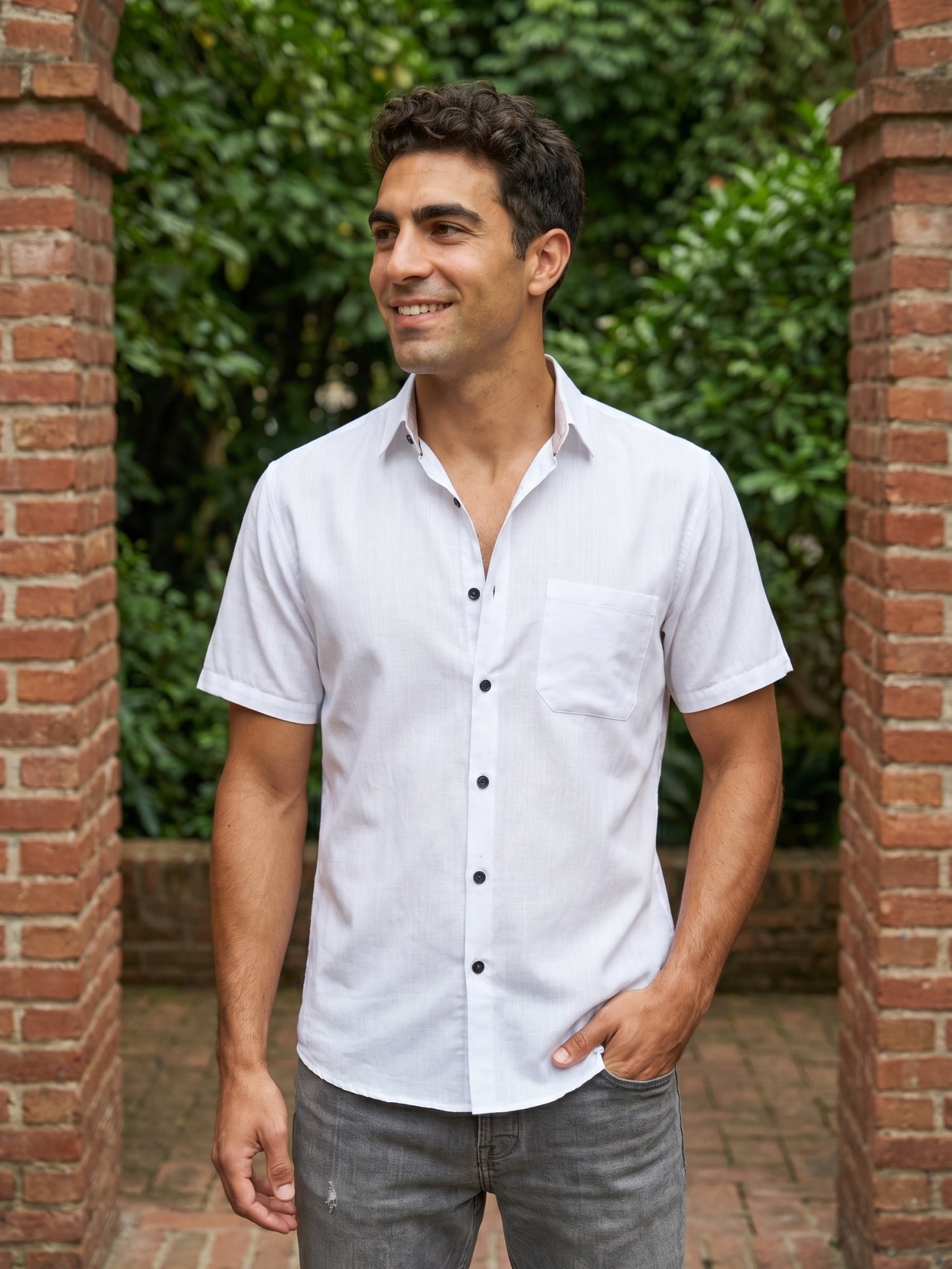White Cotton Solid Casual Shirts