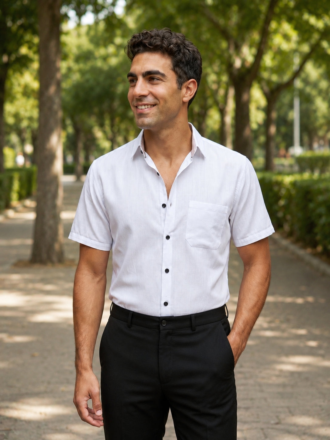 White Cotton Solid Formal Shirts