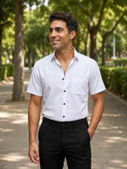 White Cotton Solid Formal Shirts