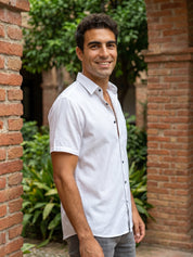 White Cotton Solid Casual Shirts