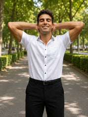 White Cotton Solid Formal Shirts