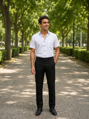 White Cotton Solid Formal Shirts