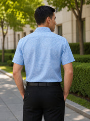 Blue Cotton Formal Shirt For Men