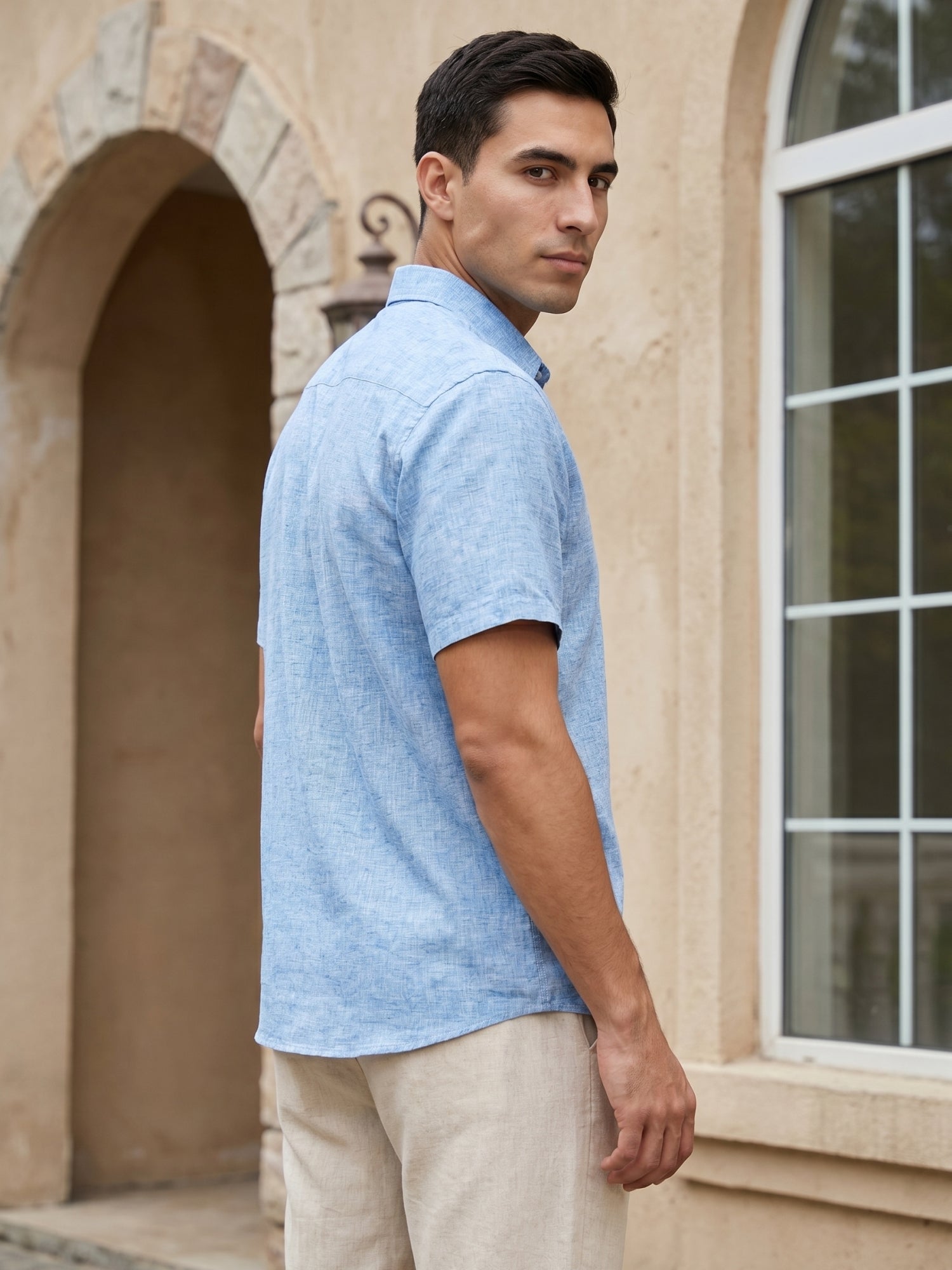 Blue Cotton Casual Shirt For Men
