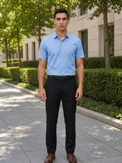 Blue Cotton Formal Shirt For Men