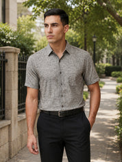 Grey Cotton Formal Shirt For Men