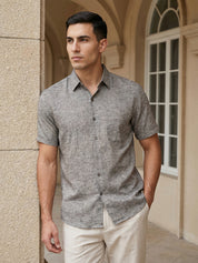 Grey Cotton Casual Shirt For Men