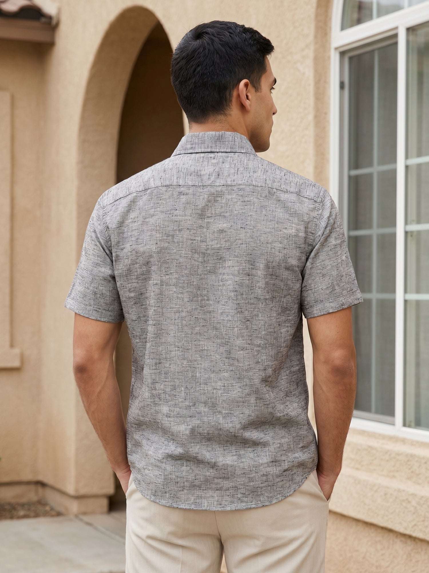 Grey Cotton Casual Shirt For Men