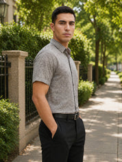 Grey Cotton Formal Shirt For Men