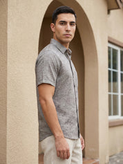 Grey Cotton Casual Shirt For Men