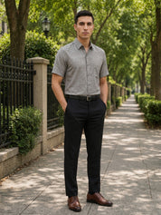 Grey Cotton Formal Shirt For Men
