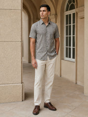 Grey Cotton Casual Shirt For Men