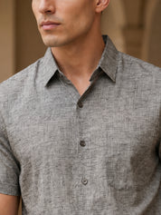 Grey Cotton Casual Shirt For Men