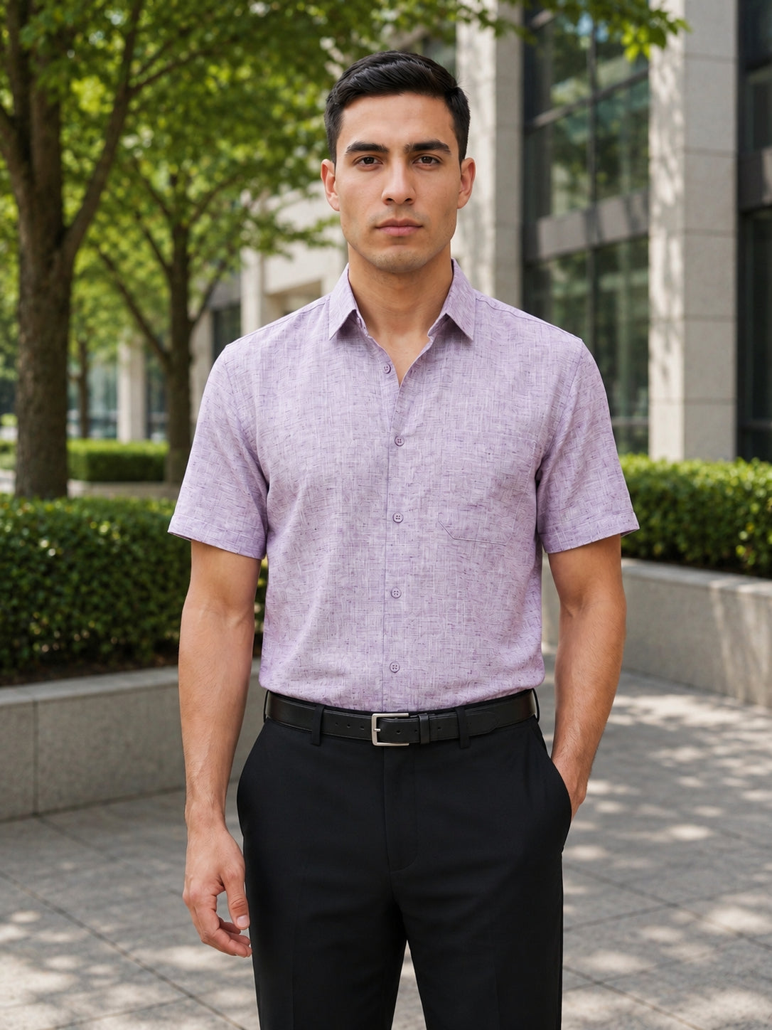 Purple Cotton Formal Shirt For Men