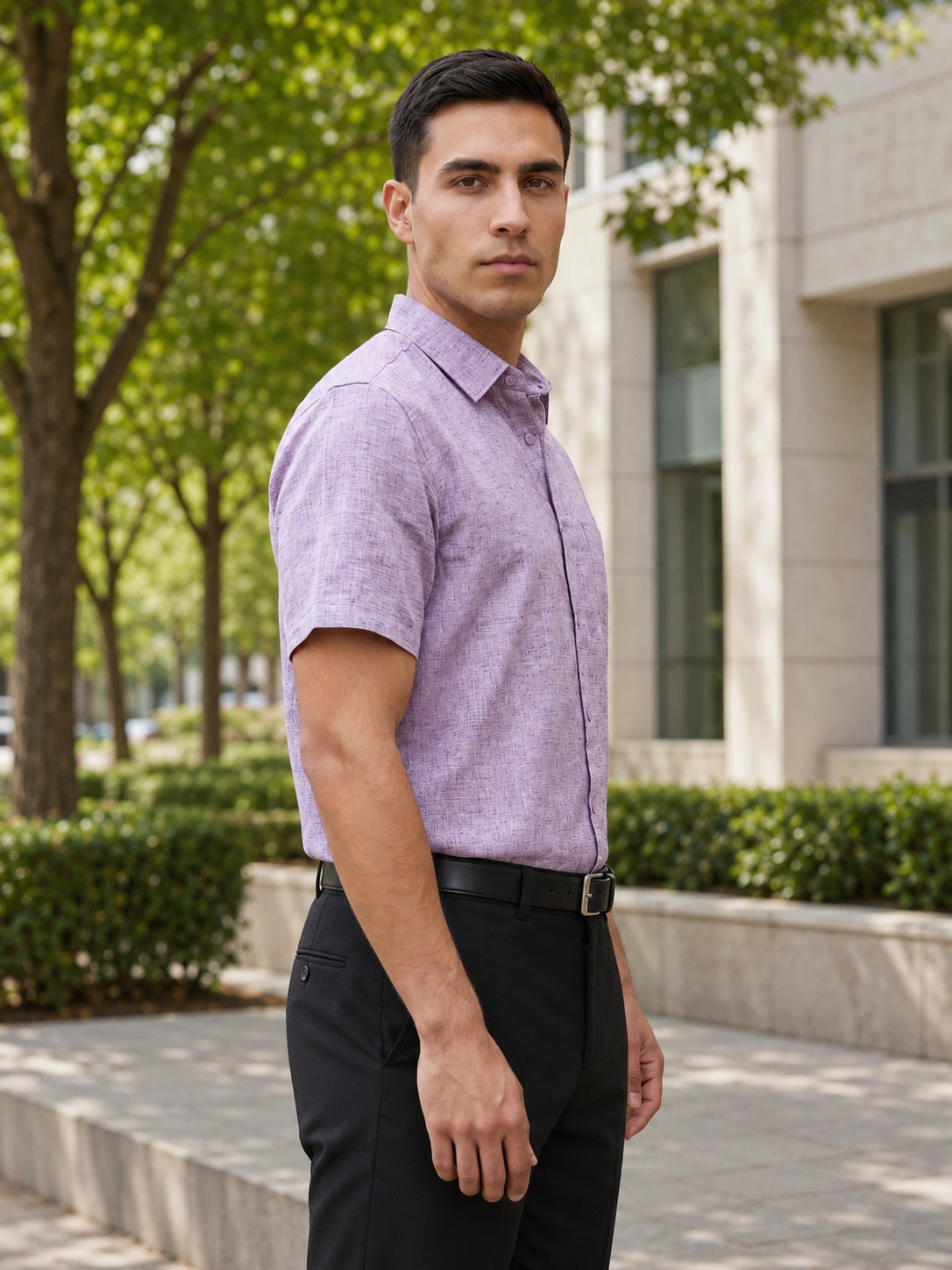Purple Cotton Formal Shirt For Men