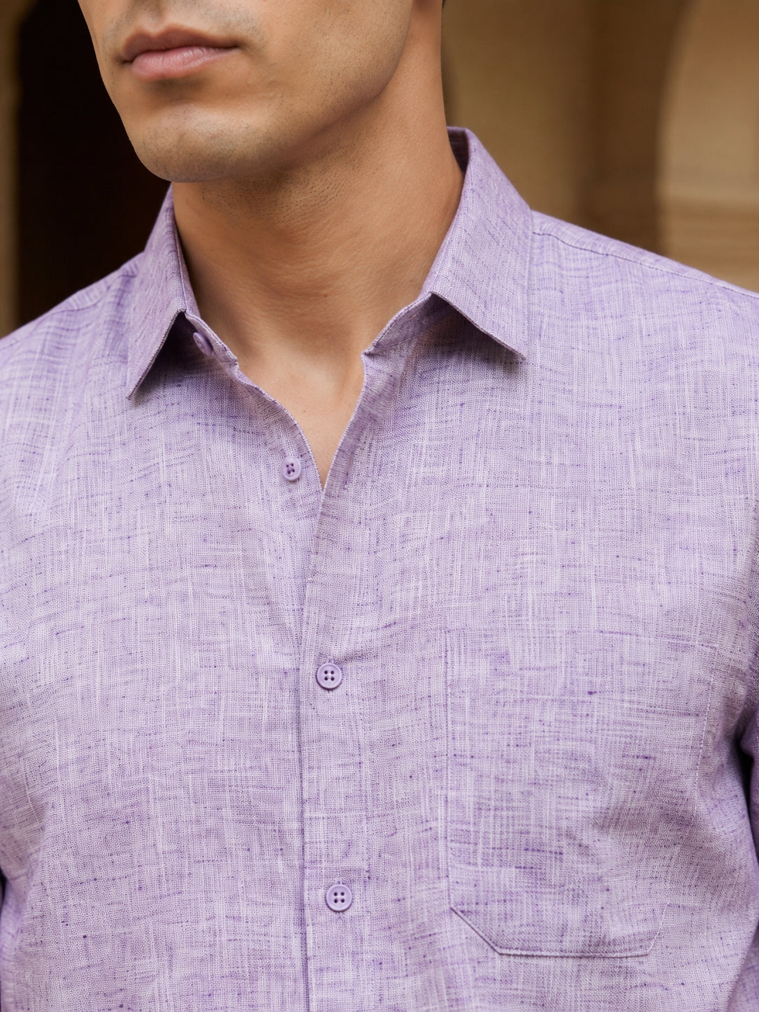Purple Cotton Formal Shirt For Men
