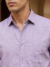 Purple Cotton Formal Shirt For Men