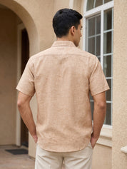 Rust Cotton Casual Shirt For Men