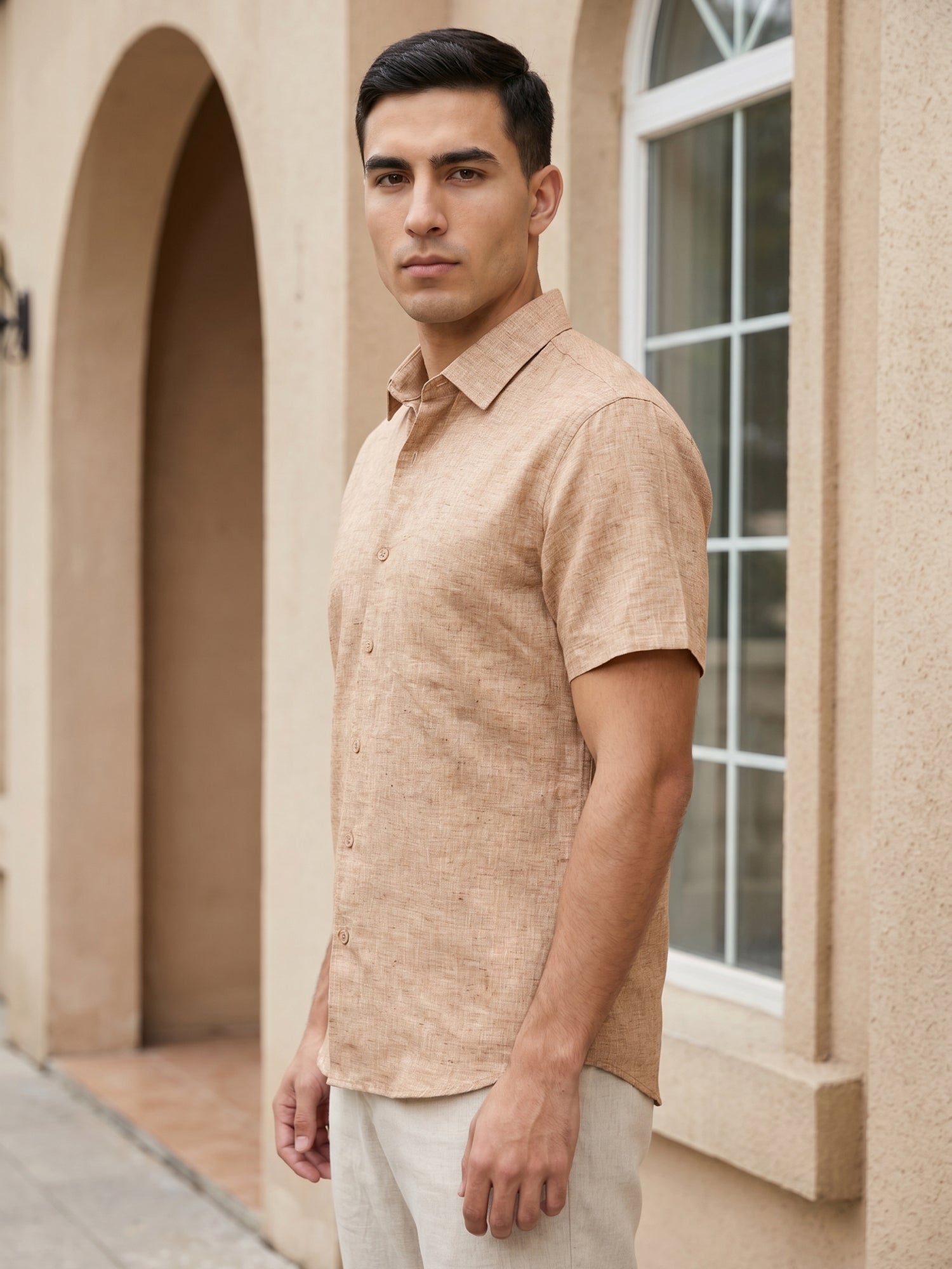 Rust Cotton Casual Shirt For Men