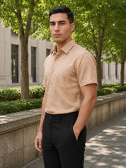 Rust Cotton Formal Shirt For Men
