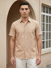 Rust Cotton Casual Shirt For Men