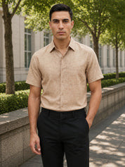 Rust Cotton Formal Shirt For Men
