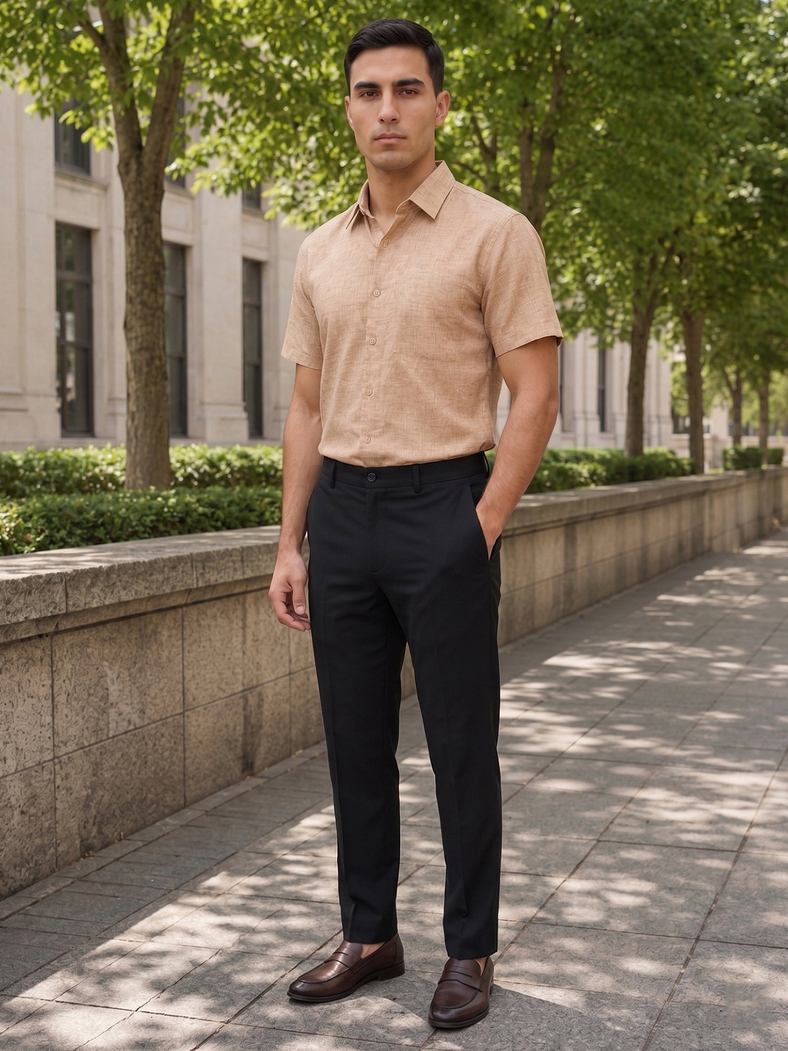 Rust Cotton Formal Shirt For Men