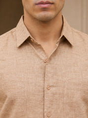 Rust Cotton Formal Shirt For Men