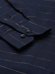 Indian Needle Men's Formal Cotton Horizontal Striped Shirt
