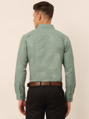 Men Green Classic Printed Formal Shirt