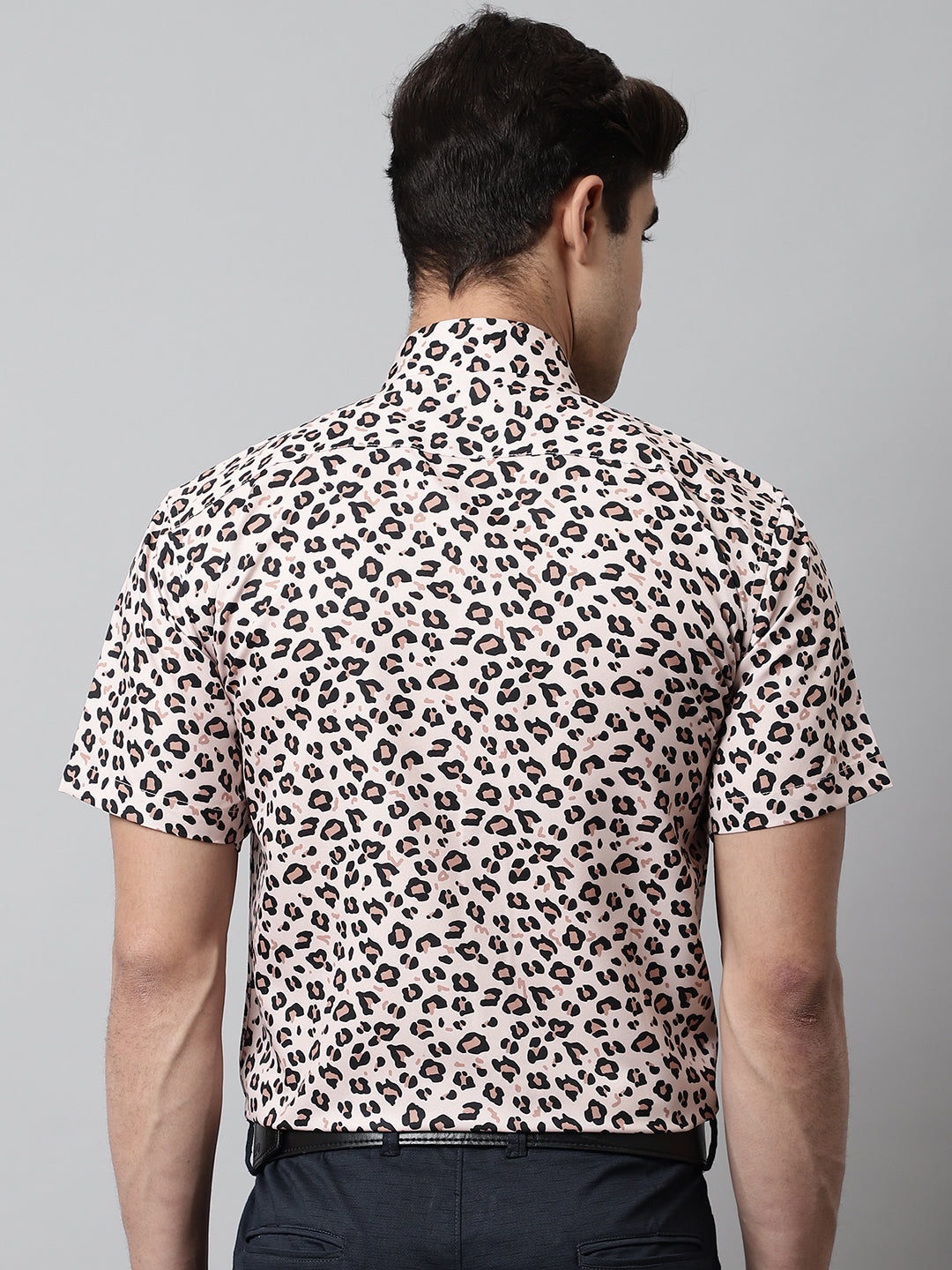 Men Cream Classic Printed Formal Shirt