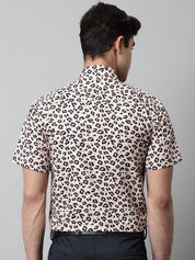 Men Cream Classic Printed Formal Shirt