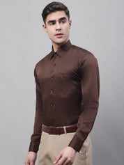 Men's Coffee Dobby Textured Formal Shirt