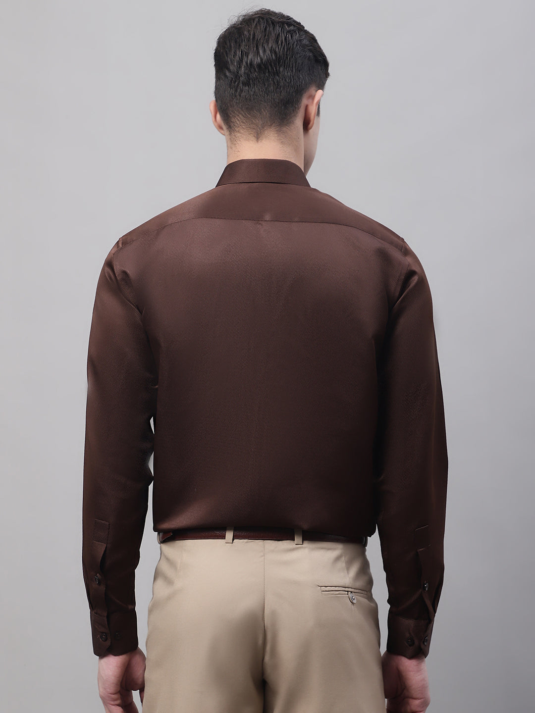 Men's Coffee Dobby Textured Formal Shirt