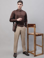Men's Coffee Dobby Textured Formal Shirt