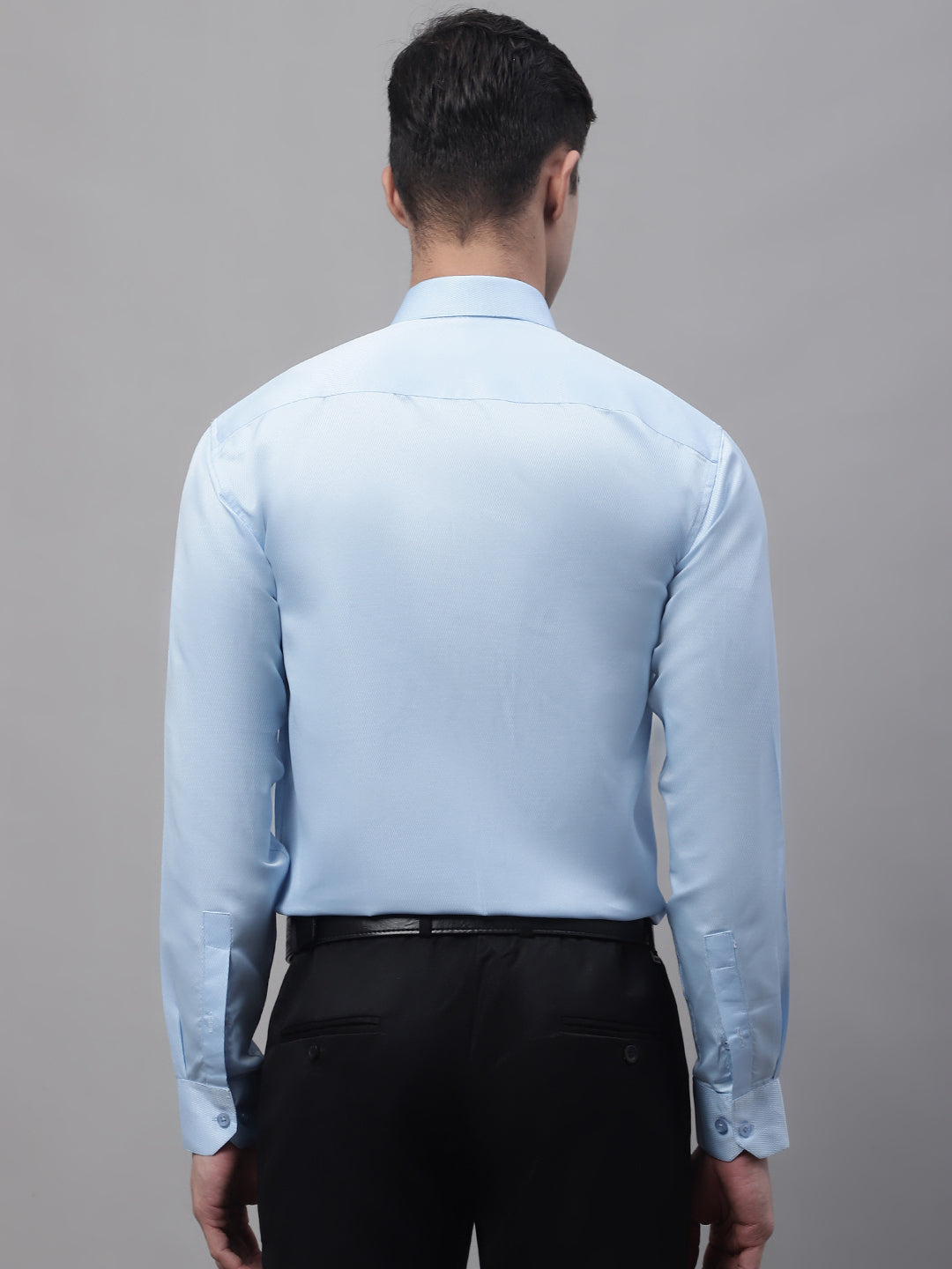 Men's Light-Blue Dobby Textured Formal Shirt