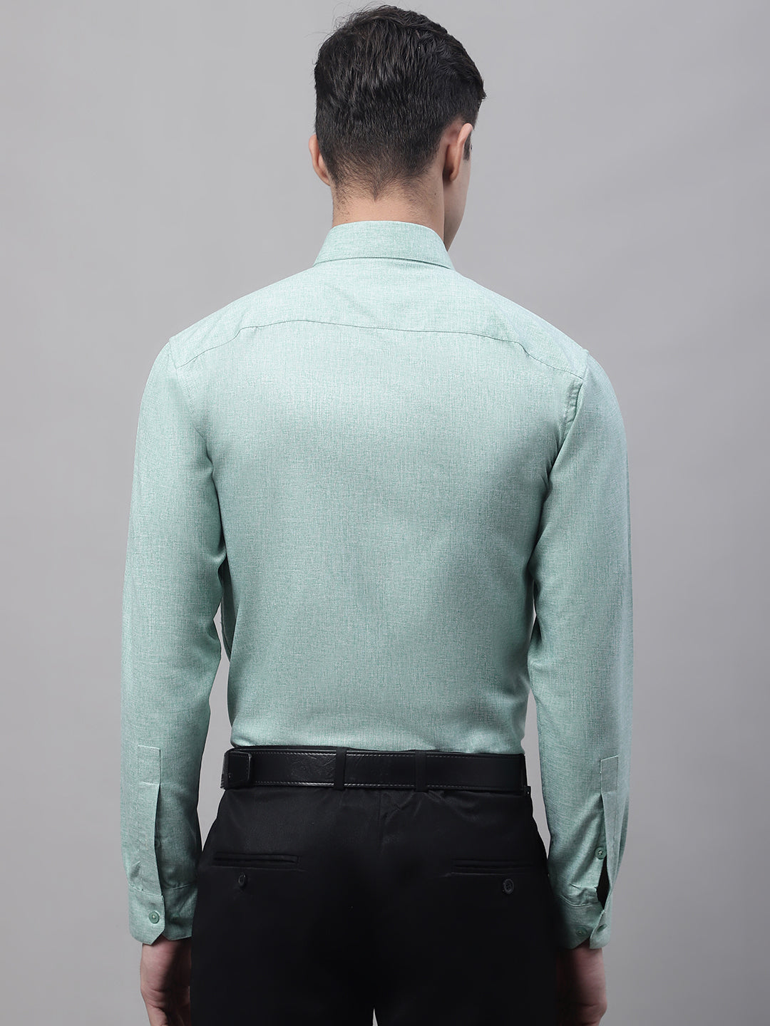Men's Green Cotton Solid Formal Shirt