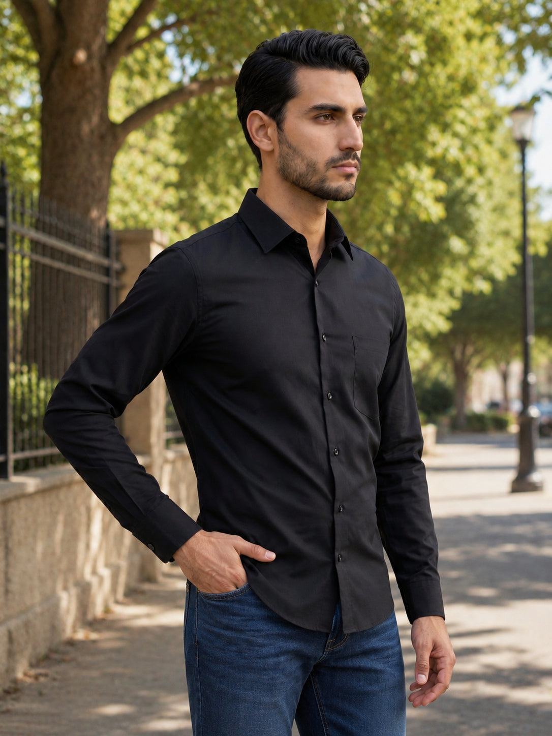 Men's Satin Lycra Solid  Casual Shirt