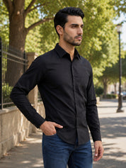 Men's Satin Lycra Solid  Casual Shirt
