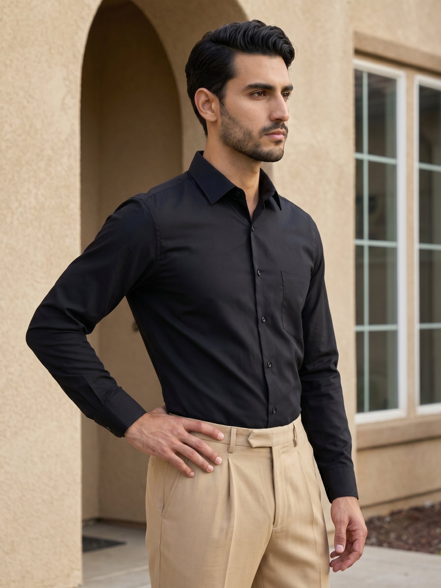 Men's Satin Lycra Solid  Formal Shirt