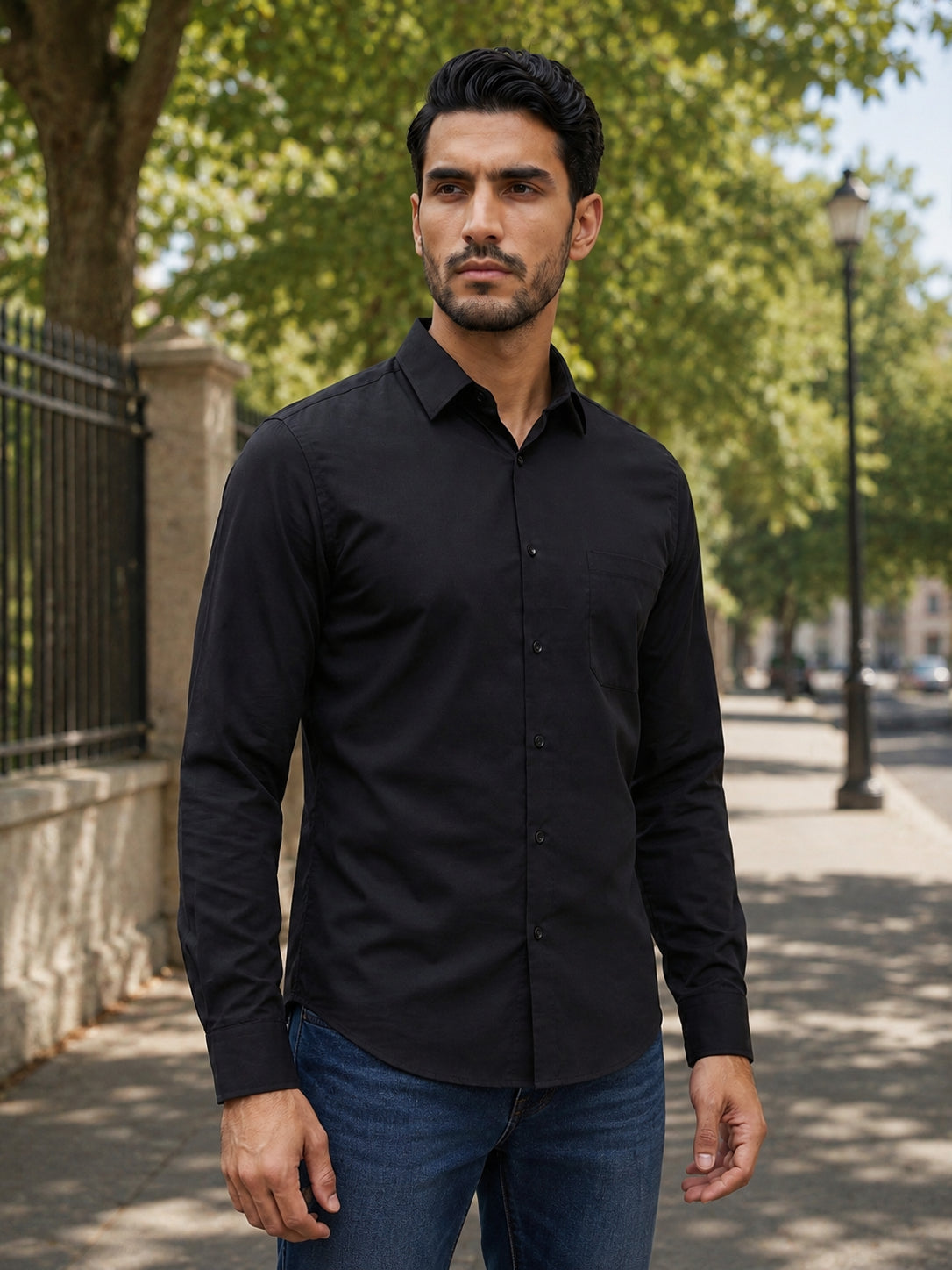 Men's Satin Lycra Solid  Casual Shirt